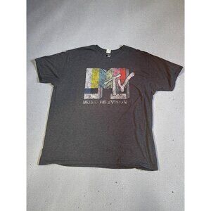 Mtv Music Television Distressed Graphic Tee Charcoal Gray 3xl